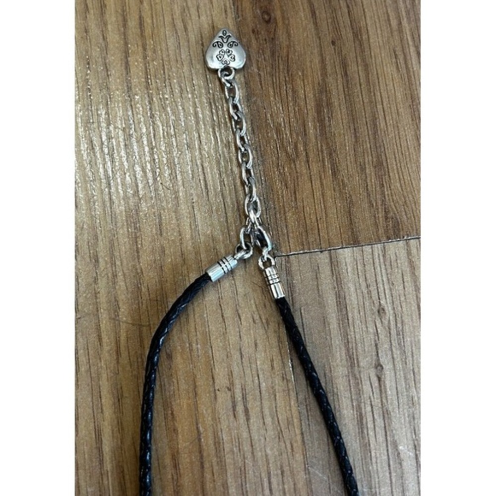 Brighton Silver Toned And Black Leather Chain‎ Necklace And Tin Case Y2K Gift - Picture 3 of 10